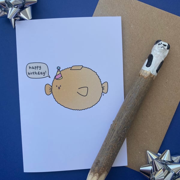 Cute Puffer Fish Birthday Card
