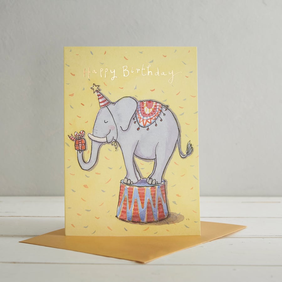 Happy Birthday Circus Elephant Card