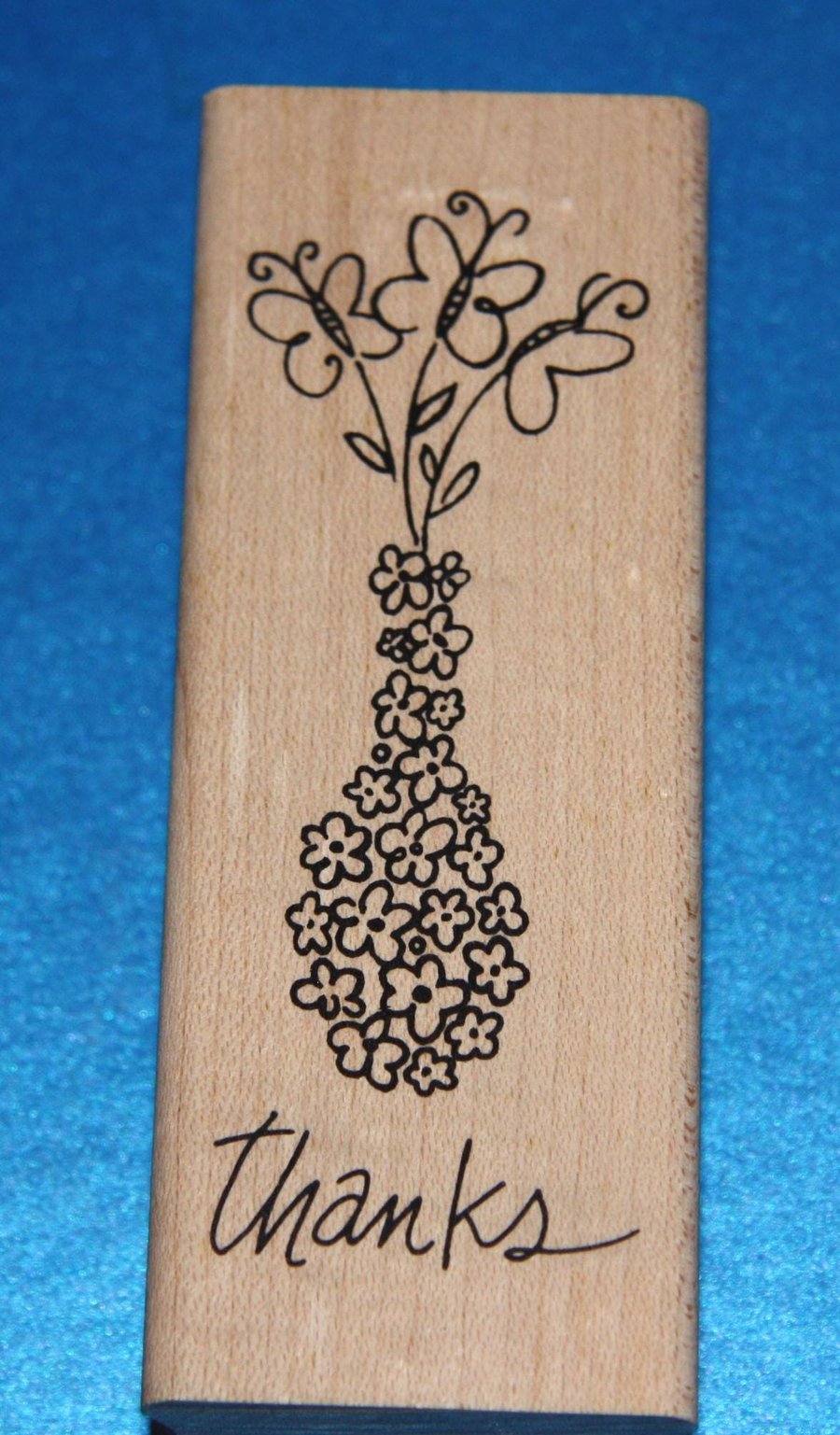 Inkadinkado Thanks Vase Rubber Stamp (99330DD) Wooden Mounted