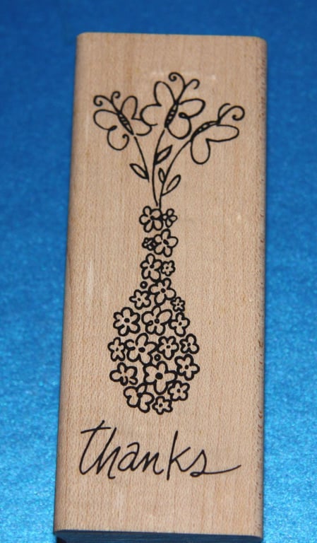 Inkadinkado Thanks Vase Rubber Stamp (99330DD) Wooden Mounted