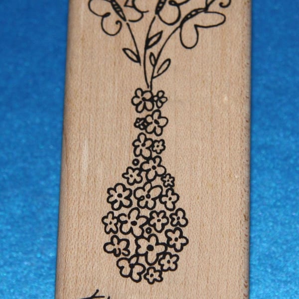 Inkadinkado Thanks Vase Rubber Stamp (99330DD) Wooden Mounted