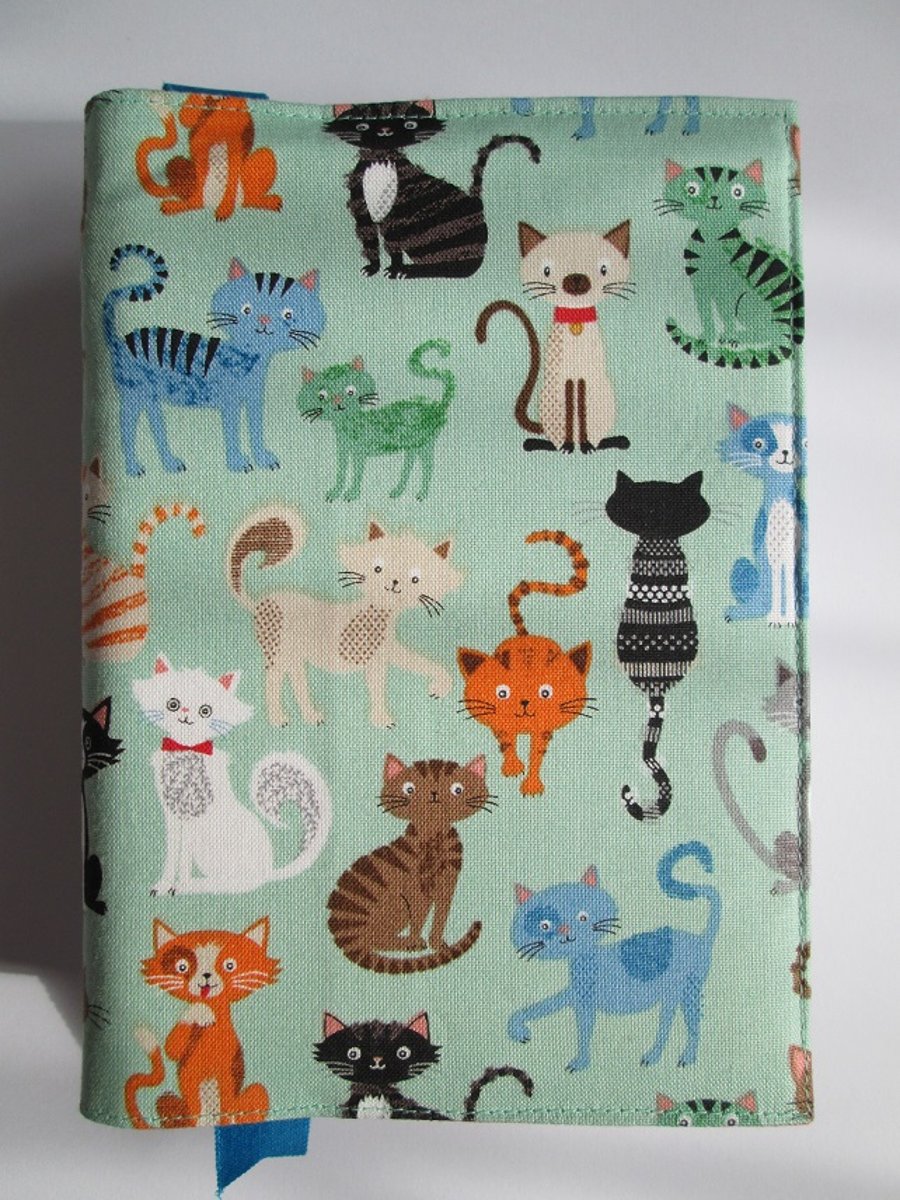 A6 Cats on Turquoise Reusable Notebook Cover