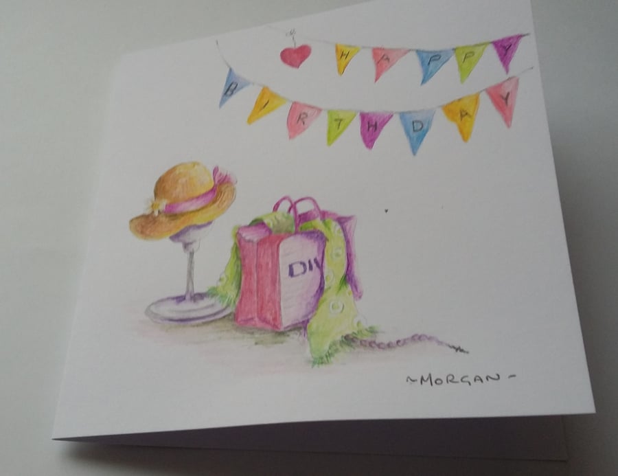 HAND PAINTED WATER COLOUR CARD BIRTHDAY CARD