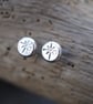 Sterling silver star burst stud earrings, Small sterling silver earring studs 