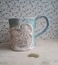 Turquoise Jellyfish large mug handcrafted Stoneware pottery