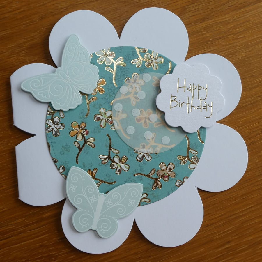 Flower Shaped Birthday Card - Happy Birthday