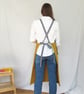 Stripe Denim and Mustard Canvas Apron, Adjustable Crossback Design No23.1 - Image 2