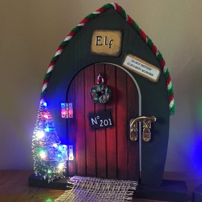 Elf Door, fairy door, magical Elf door with lights 