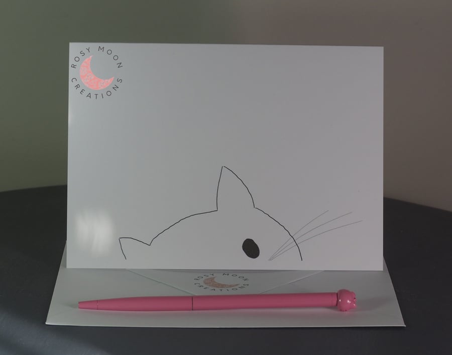 Bashful Kitten Peeking Up From the Bottom Blank Card