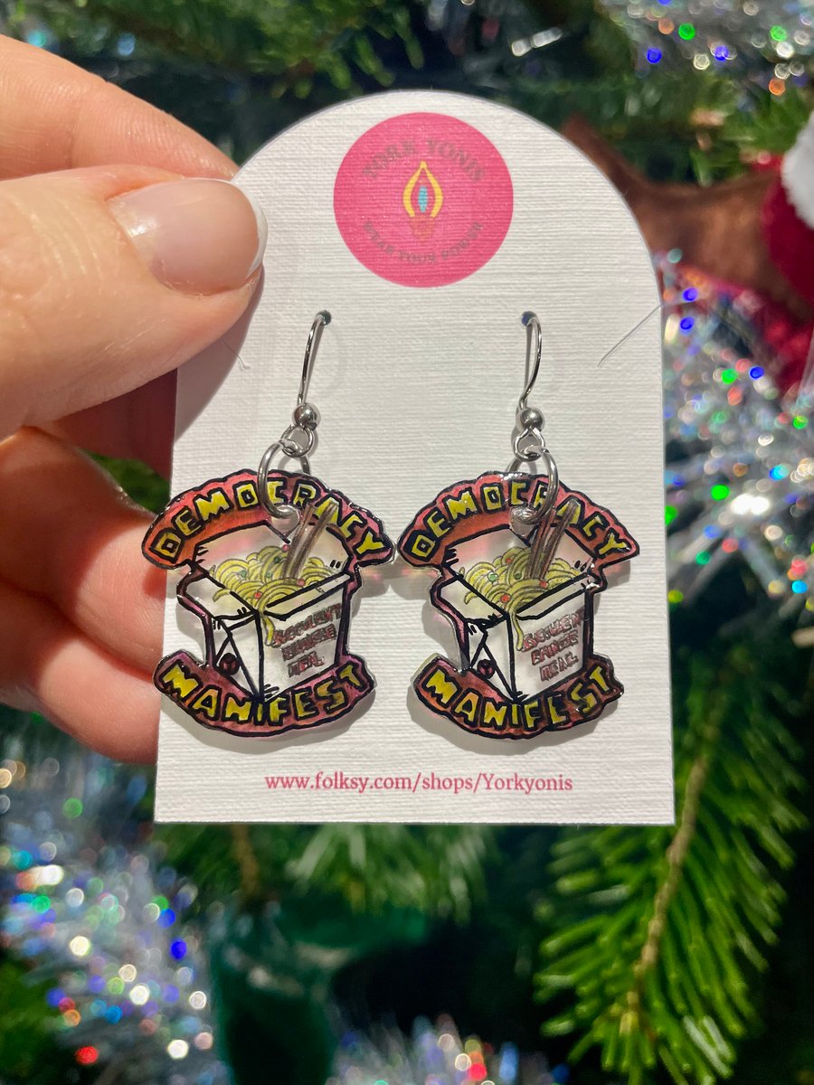Democracy Manifest dangle earrings 