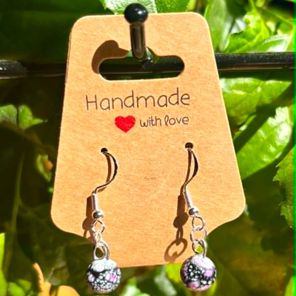 Handmade Silver-Plated Fish Hook Earrings with Stone-Look Beads