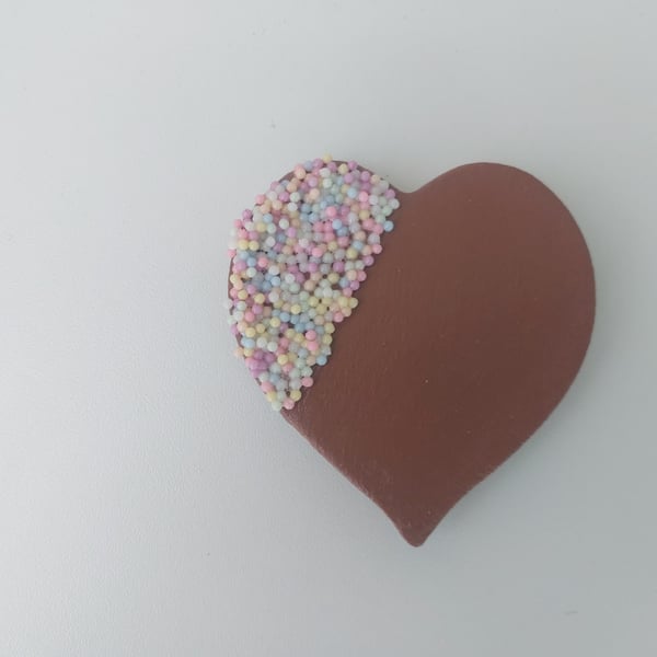Fake Chocolate Sprinkle Cookie Heart Fridge Magnet Valentines Day Gift