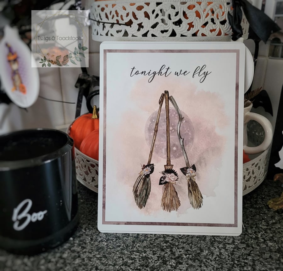 Witch,hocus pocus, tonight we fly metal sign 