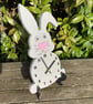 Wooden Grey Rabbit Clock