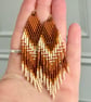 Handmade Miyuki seed bead fringe earrings in earthy tones - Image 5