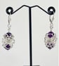Sterling Silver Amethyst Ladies Dangle Drop Ornate Chainmaille Earrings - Image 9