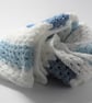White and Blue Baby Blanket, Approx 30" x 30" - Image 2