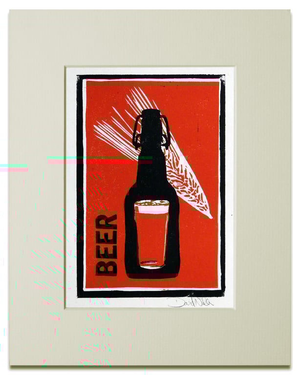 Beer Linocut