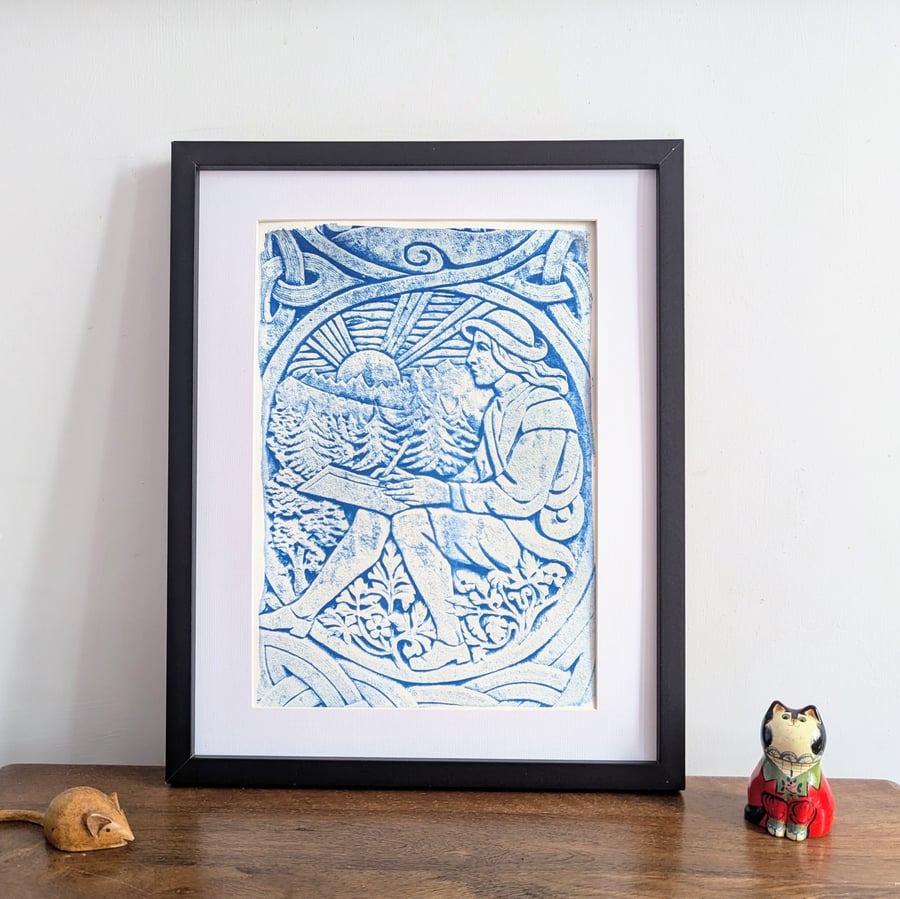 Blue Cyanotype Print Wall Art A4