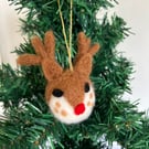 Retro Christmas Reindeer Needle Felted Decoration