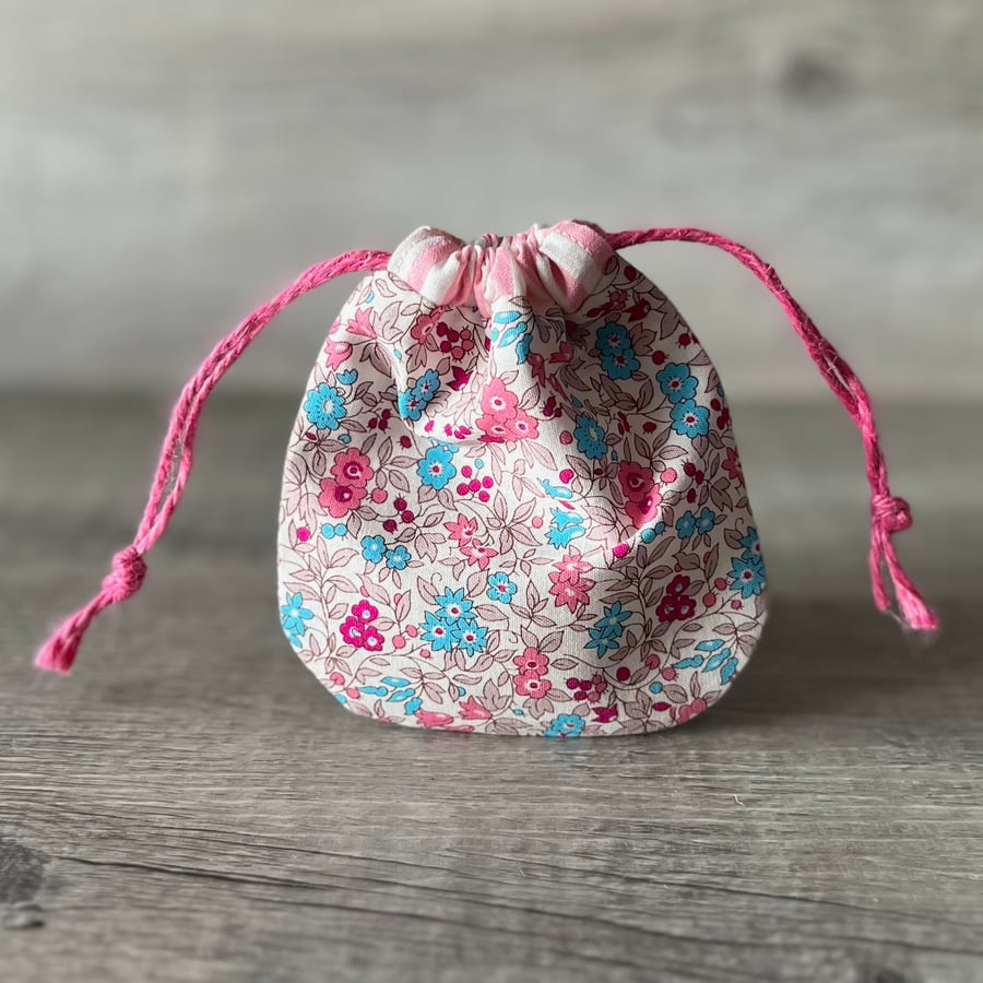 Pretty Floral Liberty Print Drawstring Bag  FREE POSTAGE