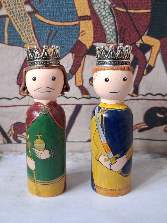 William and Harold. Bayeux set of peg dolls. 