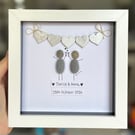 Personalised Wedding Gift, Gift for Couples, Wedding Frame, Pebble art gift