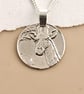 Giraffe Engraved Sterling Silver Coin Necklace