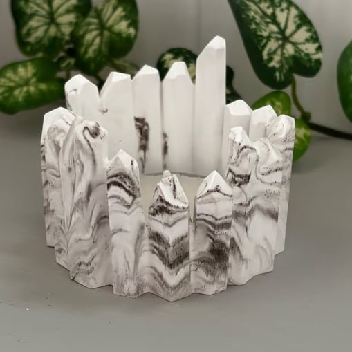 Taupe & White Marbled Crystal Tealight Holder