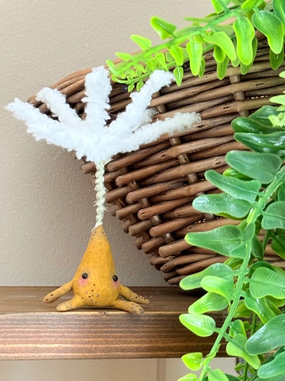 Spun Cotton Dandelion Seed Miniature Art Doll