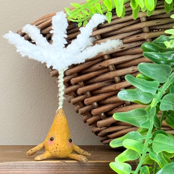 Spun Cotton Dandelion Seed Miniature Art Doll