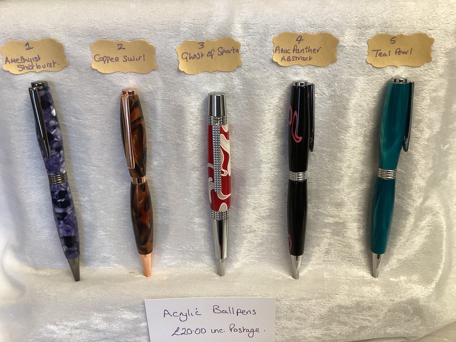 Hand turned acrylic ball pens