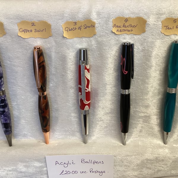 Hand turned acrylic ball pens