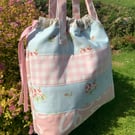 Handmade Fabric Tote Bag, Beach Bag, Handbag, Travel Bag, Work Bag, Floral