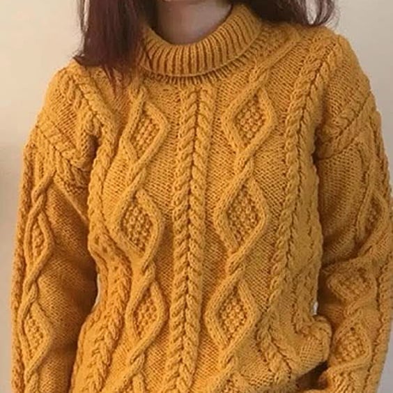 Made To Order Hand Knit Cable Pattern Jumper  A selection Of Colours And Sizes