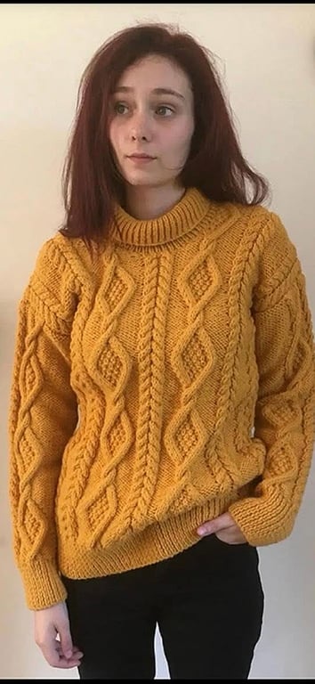 Made To Order Hand Knit Cable Pattern Jumper  A selection Of Colours And Sizes