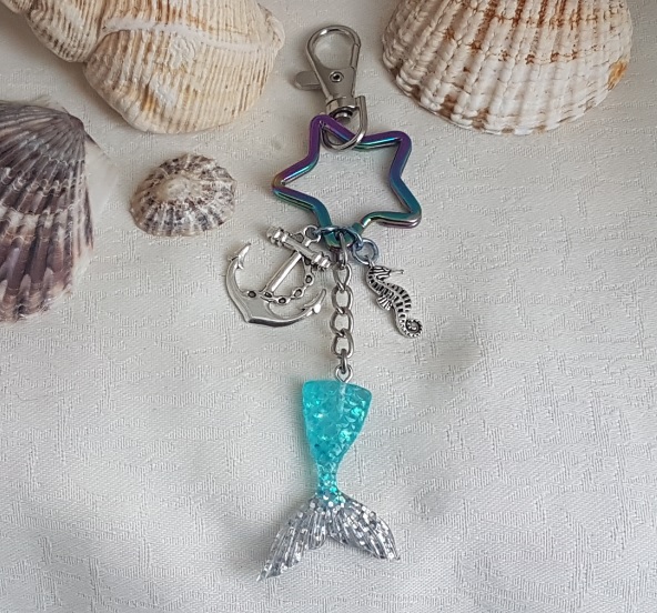 Gorgeous Mermaid Tail Key Ring - Bag Charm - Bl... - Folksy