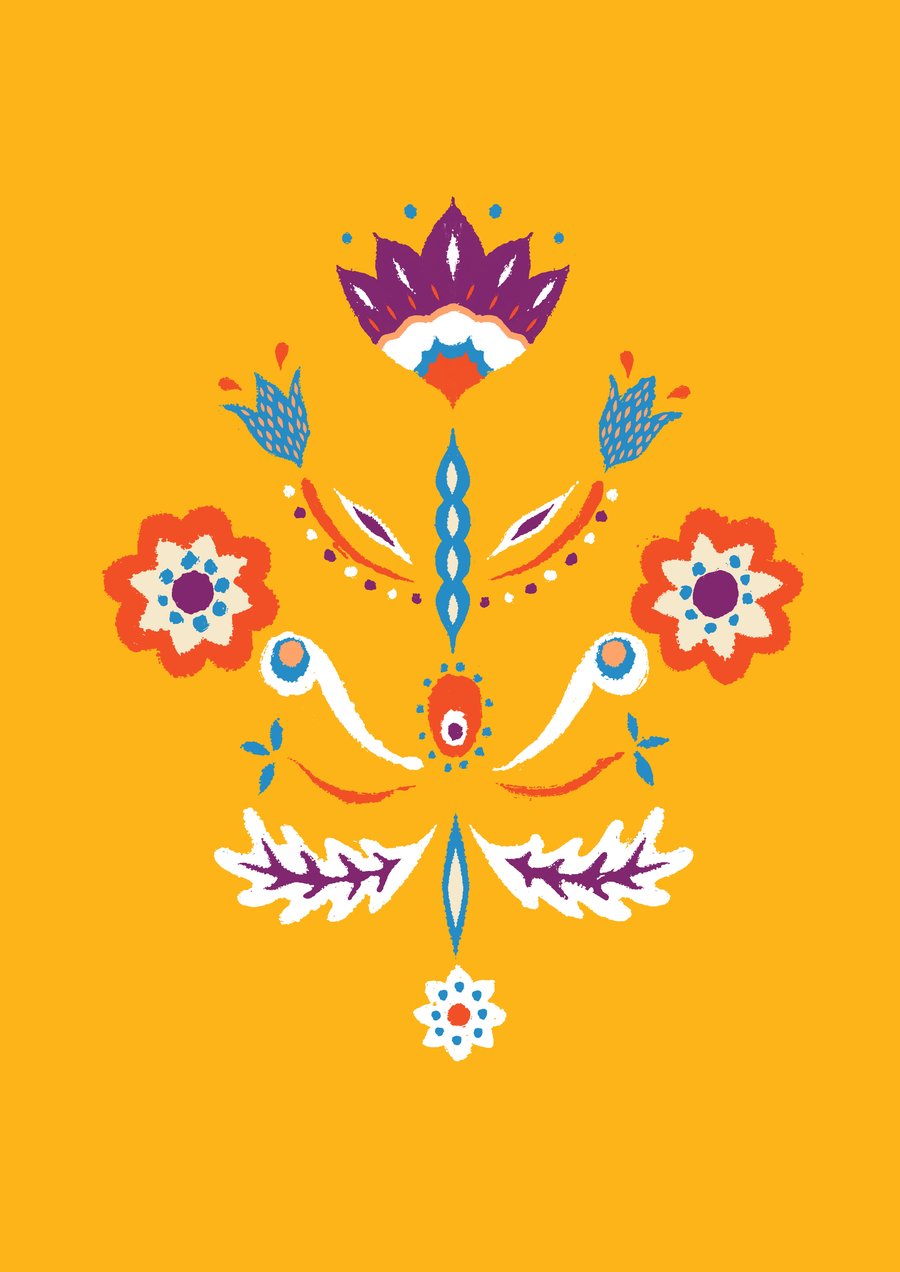 NEW - Contemporary Yellow Swedish Kurbit flower design