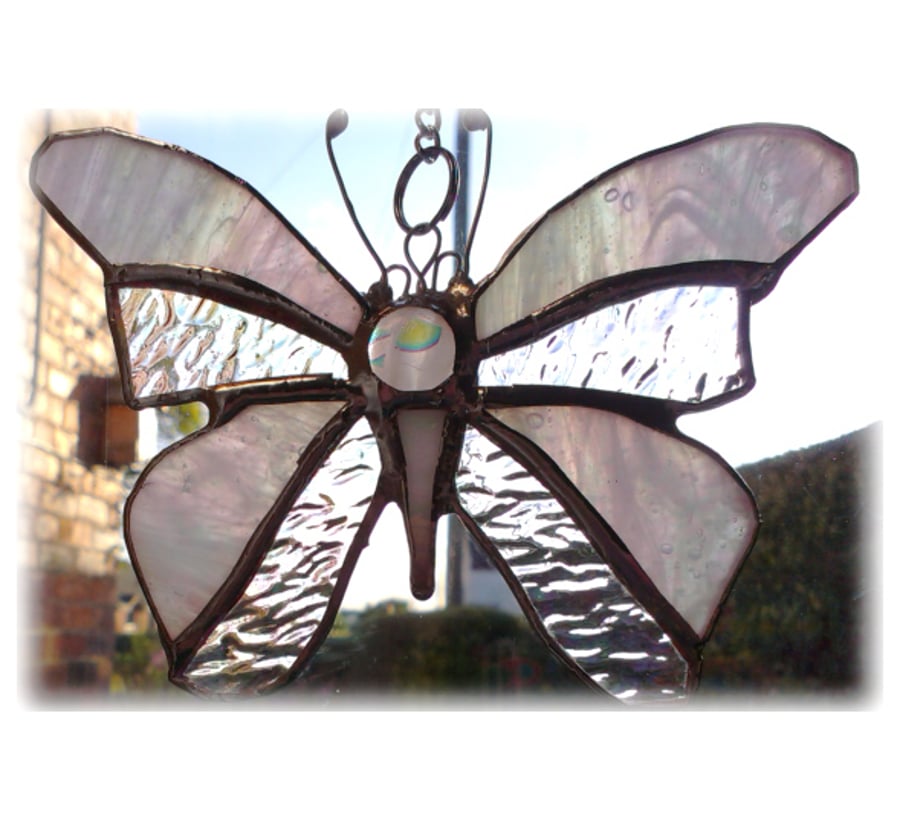 Birthstone Butterfly Suncatcher Stained Glass Opal October