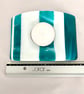 Summer Seconds Spearmint Stripe Fused Glass Candle Bridge – Handmade Home Accent - Image 5