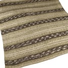 Hand Knitted Baby Blanket Green and Cream Fair Isle Pram Blanket 30x33 inches