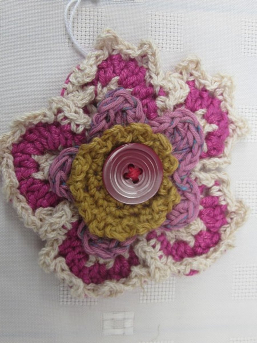 Crochet Flower Brooch