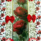 Red Rose Flowers - Hand Crafted Decoupage Greeting Card - Blank 3781