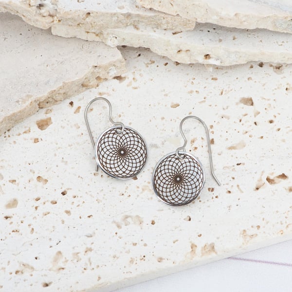 Sacred Geometry dangle earrings - Hypoallergenic titanium ear wires