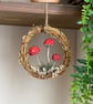 Spun Cotton Mushrooms in Grapevine Hoop Red - Image 1