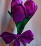 Beautiful Trio of Pinky-Purple Ribbon Tulips - Purple Bow. Faux Flowers Gifts - Image 2