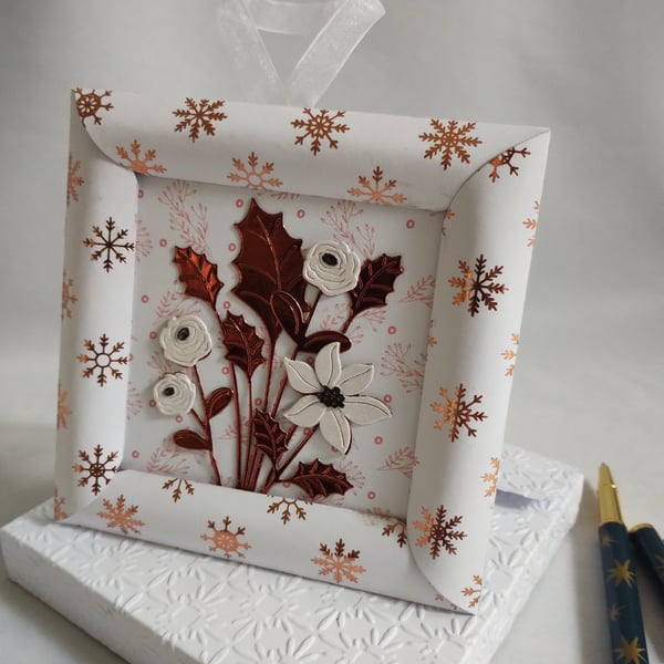 A Winter Bouquet Keepsake Card in tones of Rose Gold, Copper and Pearl White 