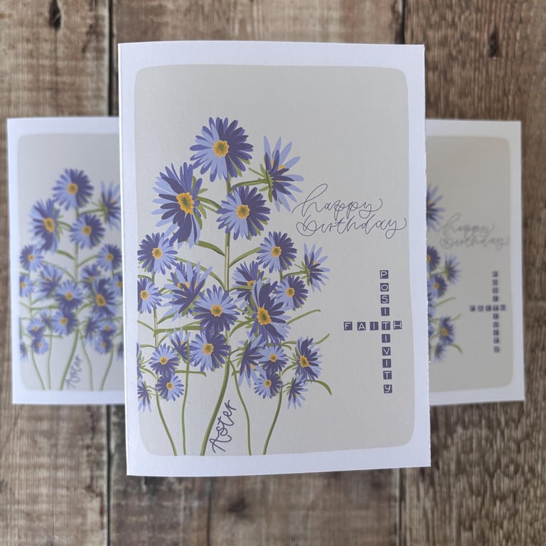 Aster Birth Flower Greeting Card: September Birthday