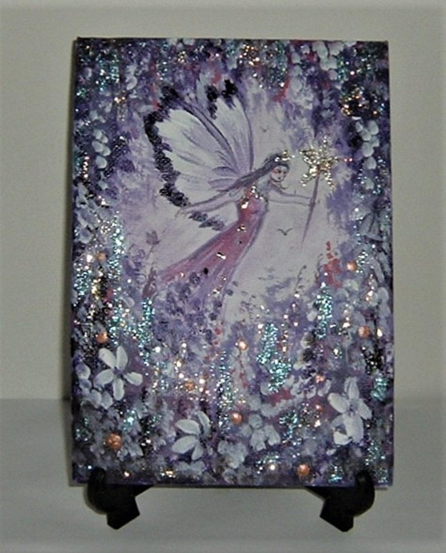fantasy glitter acrylic fairy original acrylic painting ( ref F 917 )