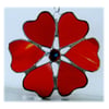 Flower of Hearts Suncatcher Stained Glass Reds 010